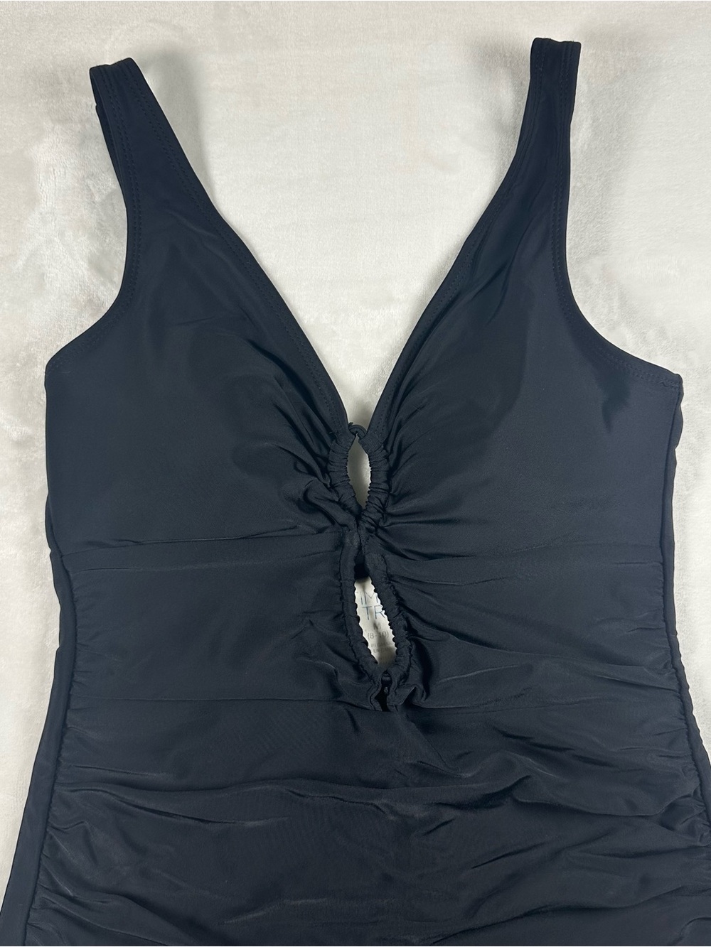 Black One-Piece Swimsuit with Front Twist Cutouts - Picture 2 of 8